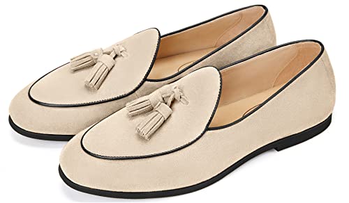 Journey West Men's Tassel Slip-on Loafer Belgian Suede Loafers Casual Leather Shoes for Men2