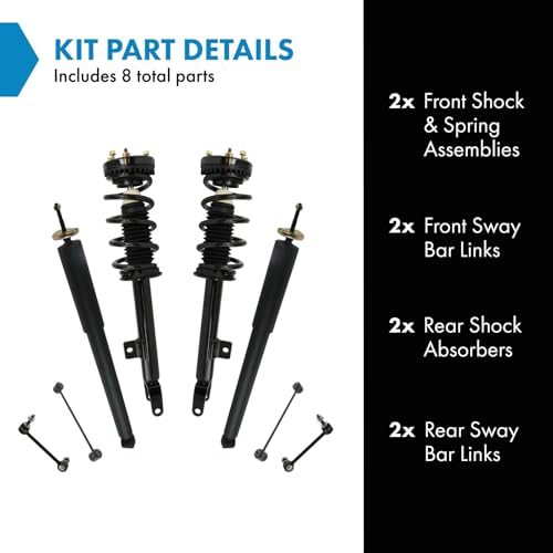 Image of TRQ Front and Rear Suspension Kit Complete Strut & Coil Spring Assembly Shock Absorber Sway Bar Stabilizer Link Compatible with 2012-2022 Chrysler 300 Dodge Challenger 2011-2022 Charger