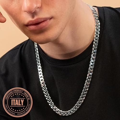 QUADRI Sterling Silver Necklace – Extra Shiny Cuban Link Chain for Men, 925 Sterling, 10mm Wide, 18-30 Inch, Cadena de Plata para Hombre, Made in Italy, Gift Box3