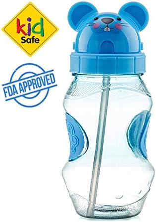 Kids Water Bottle BPA-Free - Sports Outdoor | Cute Straw Cup 12oz Blue