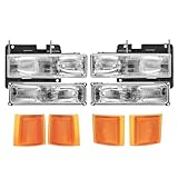Headlights Assembly OE Sytle Replacement for 1994 1995 1996 1997 1998 Chevy Silverado Suburban C10 C/K 1500 2500 3500 Tahoe Headlamp w/Side Marker Lights