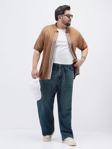 Image of Urbano Plus Men's Loose Baggy Fit Heavy Washed Jeans Non-Stretchable
