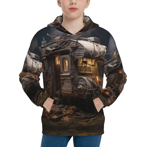 Retro Dark Car Youth Long Sleeve Pocket Hoodie Sweatshirt Kids Pullover Hooded Tops3