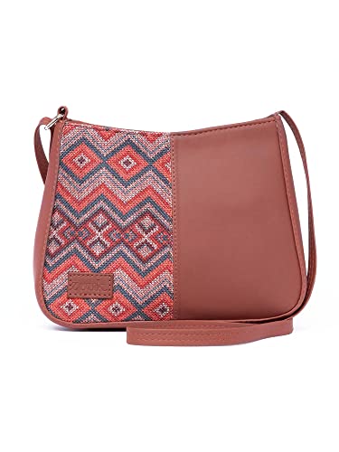 ZOUK Printed Women’s Jute Handcrafted Vegan Leather Boat Sling Bag