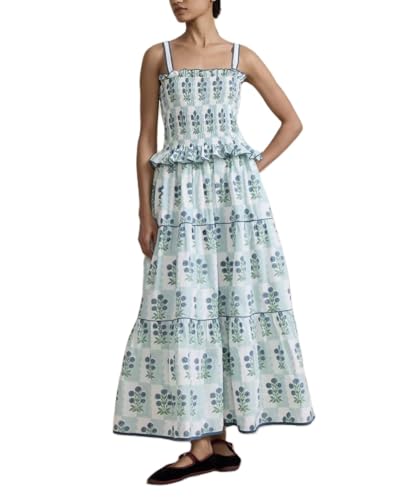Image of Women Y2k Boho Maxi Dress Tie Shoulder Backless Strappy Tiered Flowy Dress 2024 Summer Floral Beach Sundress