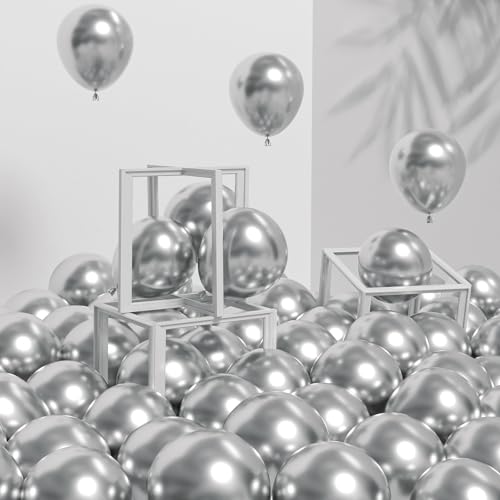 Image of Awenztech 120pcs 5 inch Metallic Silver Latex Balloons