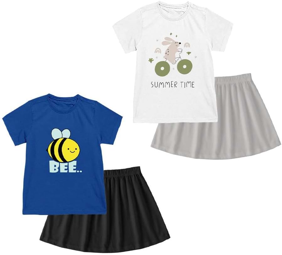 NAMMA OORU TRENDwhite and blue Girls Skirt Set Cotton Set Skirt & tops (1-2 years)