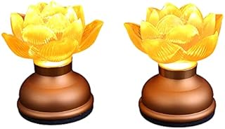 1Pair - LED Glazed Lotus Buddhist Lamp, Light offering Before Buddha, USB Rechargeable Lotus Light, Temple Decoration & Faith Supplies - 3.5 inches