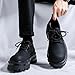 Men's Leather Platform Oxfords - Classic Round Toe Lace Up Dress Shoes -Comfort Non-Slip Lug Sole Chunky Heel Heightening Derby Shoes (Black,7)