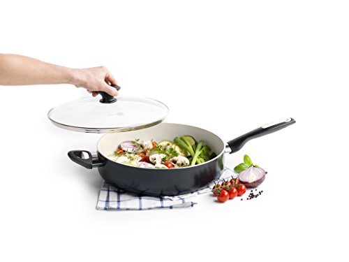 Image of The Cookware Company GreenPan Rio Ceramic Non-Stick Covered Skillet with Helper Handle, 5 quart, Black