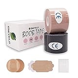 🎀【MATERIAL SUAVE】: Nuestros rollos de cinta de pechos están hechos de 95% algodón y 5% elastano, la parte posterior tiene líneas de corte para un corte recto y preciso. El sujetador adhesivo es muy suave y se ajusta muy bien, que se ajusta muy bien a tu pecho. Cómodo de usar incluso después de varias horas, no parece que se desprenda. El color también es muy invisible y no penetra en absoluto, apenas se ve nada en la piel.