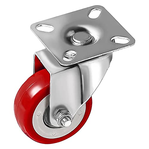 12 Pack 2-Inch Caster Wheels Swivel Plate Casters On Red Polyurethane Wheels #TOP6