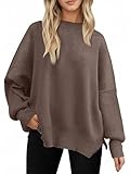 Yutdeng Jersey Punto Mujer Cuello Redondo Jersey Mujer Invierno Casual Suéter de Punto Moda Sueter Manga Larga Cálido Suéteres Suelto Pullover Otoño Jerséis Elegante Sweater Tops con Manga Murciélago