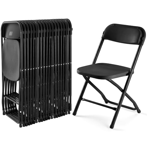 Image of DUMOS Folding Chairs Sets of 20, 330lbs Capacity Plastic Stackable Home Office Chair, Portable Fold Up for Indoor Outdoor, Patio, Camping, Garden, Party, Black