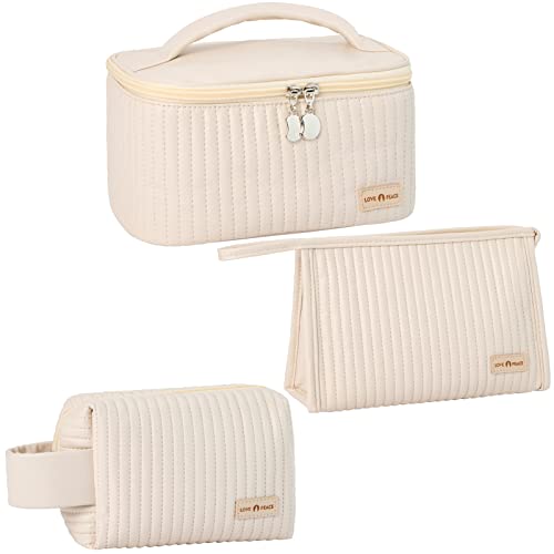 MIRASON Makeup Bag Set of 3 Waterproof PU Leather