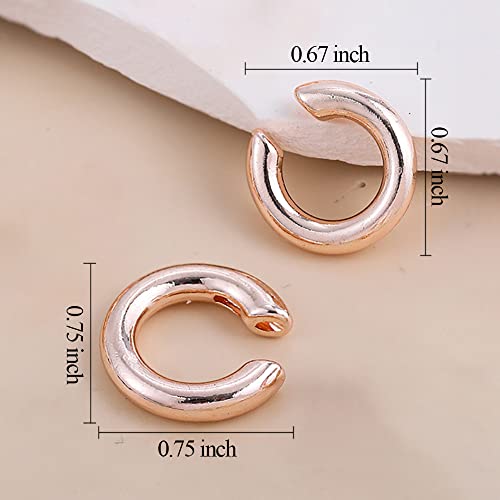 14K Gold Plated Round Huggie Ear Cuff Gold Earrings For Women | Fashion Jewelry Clip On Cartilage #TOP4