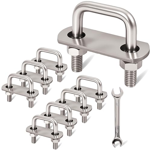 Image of 8 Pcs M8 Square U Bolts 1-1 /4 Inch Wide, 5 /16 inch x 1-1 /4 inchW x 1-5 /8 inchL | 304 Stainless U Bolt Heavy Duty with Nuts,Bolt Plate and Washers,1 1 /4 stainless u bolt,Metric bolts