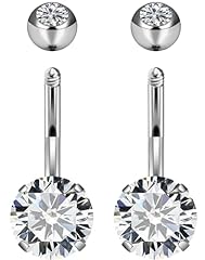 2pcs-8mm-Silver navel ring