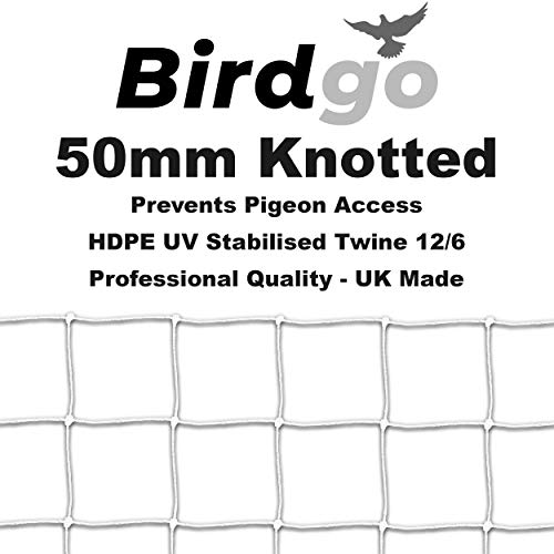 Birdgo White 50mm 2" Anti Pigeon Netting 5m x 5m - Professional Quality Prevention Control Bird Net (UV-Stabilised, Knotted)