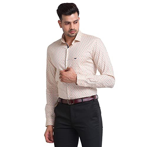 Image of Park Avenue Men's Pure Cotton Print Pattern Slim Fit Cut Away Collar Full Sleeve Casual Shirt