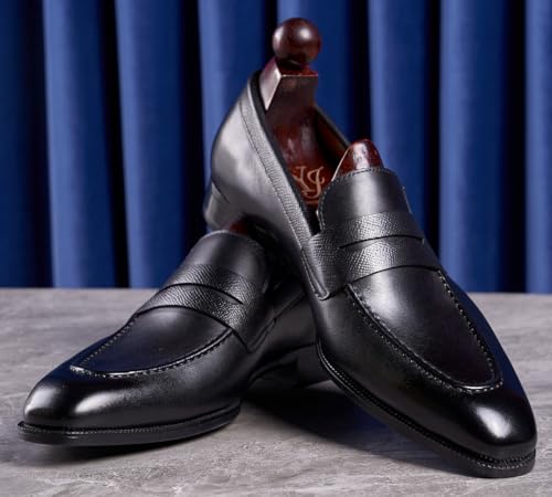Santimon Men's Loafers & Slip-Ons Wedding Dress Genuine Leather Prom Formal Mocasines Business Casual Penny Loafers Comfortable Tuxedo Shoes for Men4
