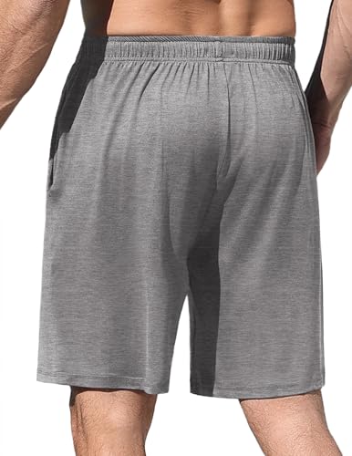 Image of Ekouaer Men's Pajama Shorts Soft Sleepwear Bottoms Elastic Waistband Loungewear Breathable Men Shorts with Pockets