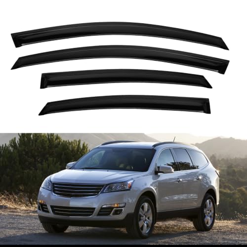 Image of Traverse Rain Guards - Window Visors for Chevy Traverse 2009-2017, Out-Channel Side Window Rain Guards for Traverse Accessories, 4PCS, Black, Car Accessories