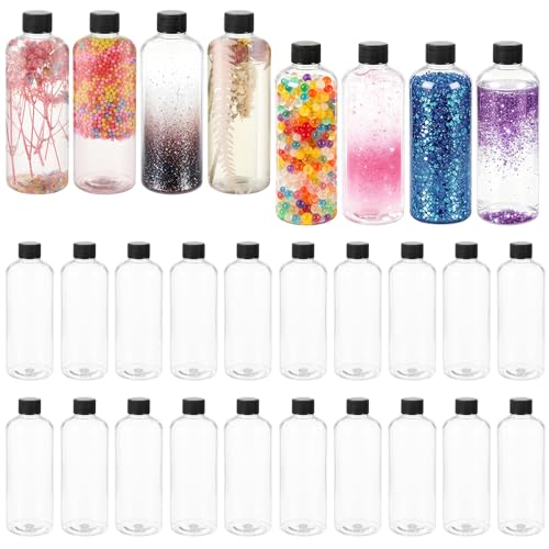 28 PCS Empty Plastic Sensory Bottles with Lids 10oz/300ml Clear Leakproof Drink Containers Reusable Water Bottles Decorative for Crafts DIY Sensory Play Juice Party & Calm Down Corner Supplies