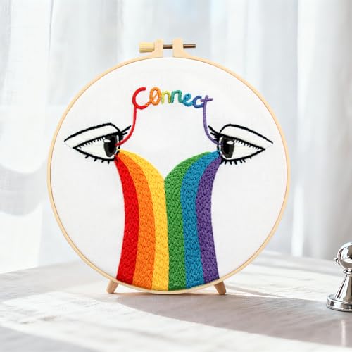 Image of Crafmanoe Hand Embroidery Kits for Beginners Adults, LGBT Embroidery Starter Kit, Stamped Cross Stitch Kits for Beginners Adult Craft Kits for Women, Entire Set of Embroidery Supplies & Video Tutorial
