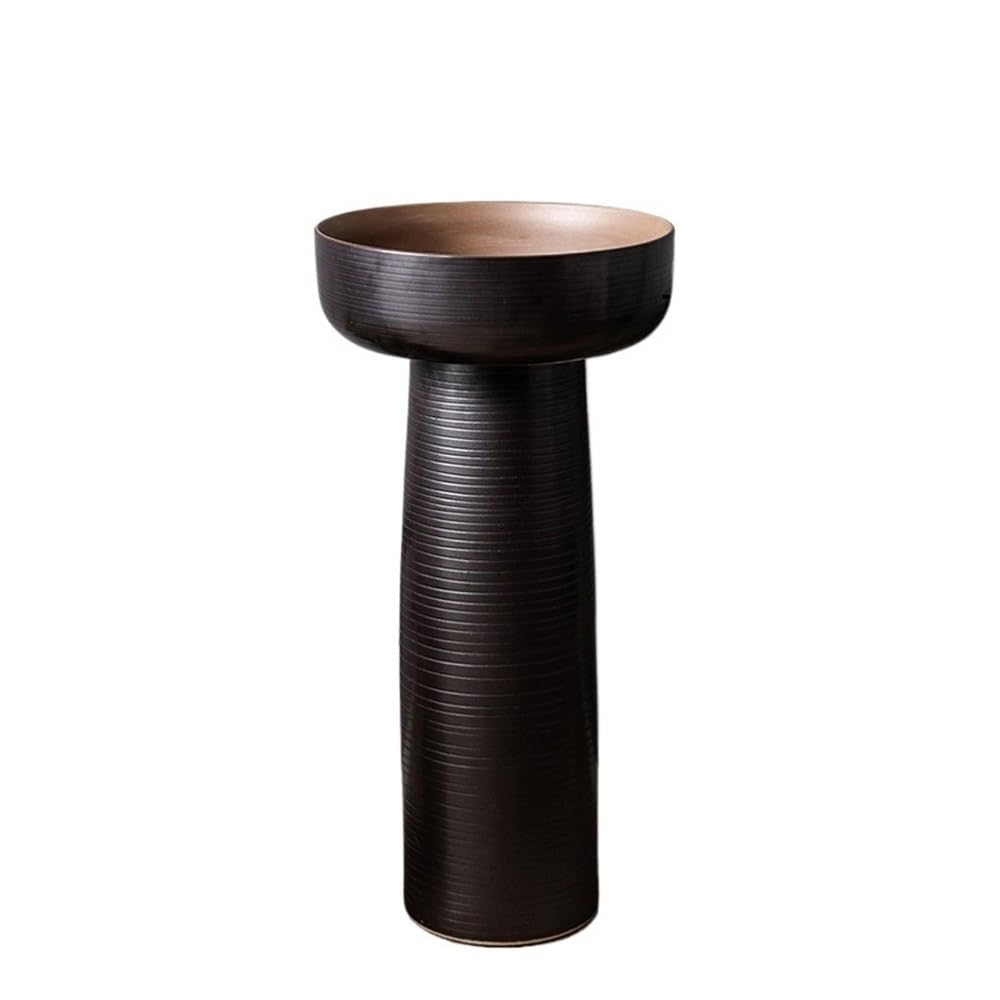 Fzl02068lm Black Free-Standing Ceramic Pedestal Sink With Faucet And Drain Kit Outdoor Floor-Standing Wash Basin Lavatory Column(Black)