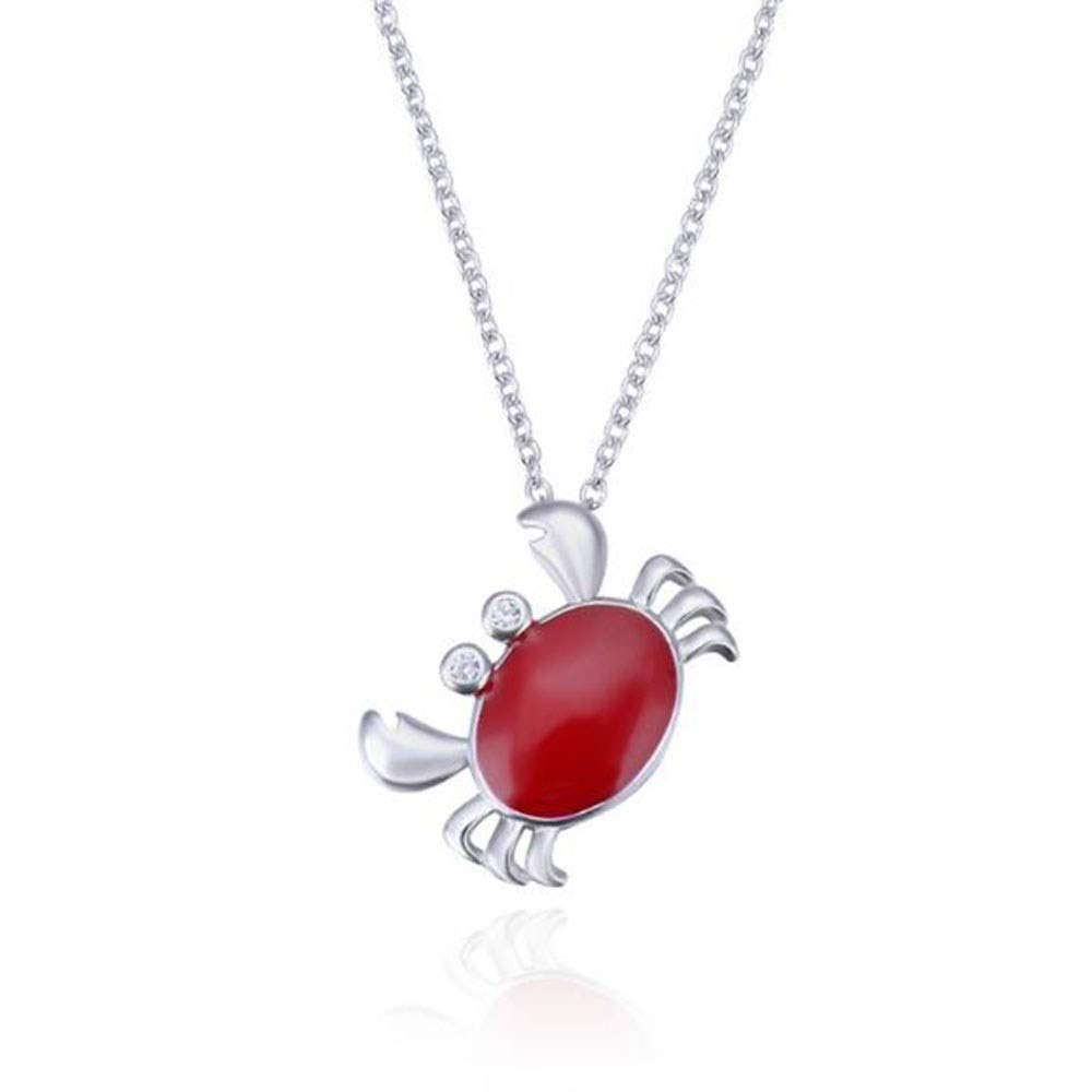 Collier Crabe Rouge Argent Diamant Femme Bijou Or Rose Cadeau Saint Valentin