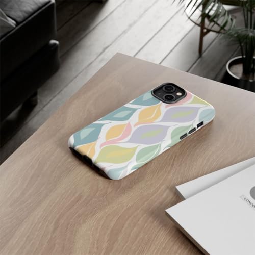 Coque rigide mate iPhone 14 Plus bleu pastel motif feuille