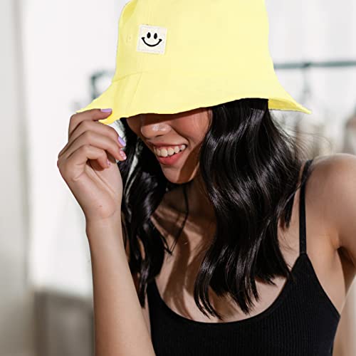 Sun Hat For Women Men Cotton Uv Protection Bucket Hat Summer Fishing Hunting Hiking Travel Cap Double-Sided Reversible Wide Brim Beach Hat Unisex Girls Packable Outdoor(Yellow) #TOP2
