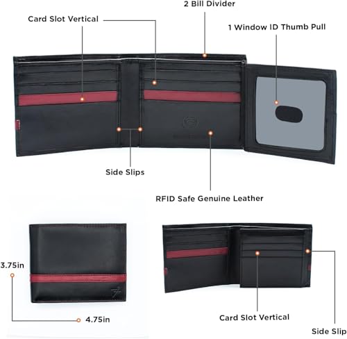 Mens Bifold Wallets RFID Safe Leather Billfold And Multiple Card Slots, Wallet For Men Leather Mens Wallet2