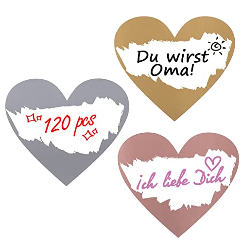Kesote 120x Rubbellose Scratch Sticker Rubbel Etiketten Herz Rubbellos Aufkleber Gold Silber...