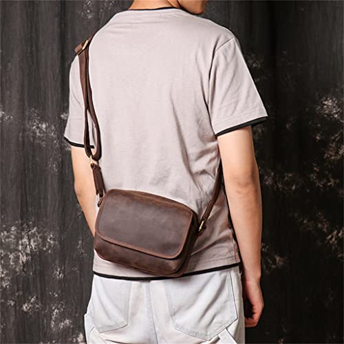 Vintage Leather Man's Foreskin Man's Shoulder Bag Diagonal Cross Bag Small Square Bag Mobile Phone Bag Man (W As Shown in The Figure)2
