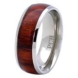 Titanium Hawaiian Koa Wood Inlay Men's Wedding Band 8MM