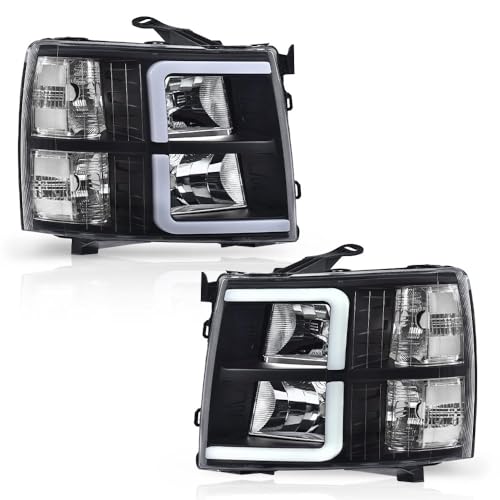 PIT66 LED DRL Headlights Assembly Pair Fit 2007-2013 Chevy Silverado 1500