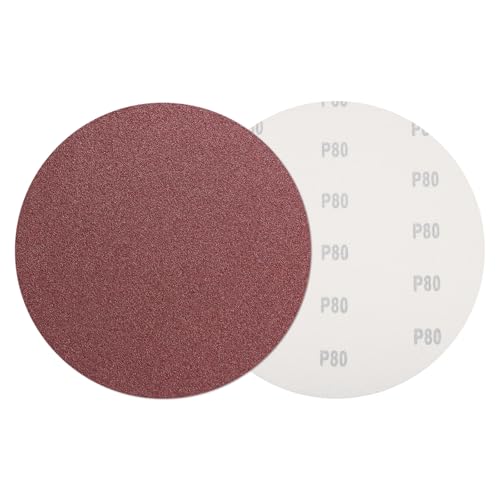 Image of sourcing map 8 Pcs 305mm (12 Inch) Sanding Discs, 80 Grit Hook and Loop Sandpaper, No-Hole Aluminum Oxide Round Sanding Paper for Woodworking Automotive Metal Polishing, Red