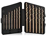 StratMet 13pcs Cobalt Drill Bit Set, M35 High Speed Steel Drill Bit Set (1/16'-1/4') for Hardened Metal...