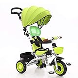 Moolo Baby Trikes with Parent Handle, Rain Cover Kids Children Toddler Tricycle Ride on 3 Wheels Bik