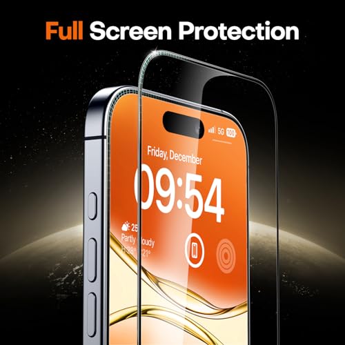 Image of TOCOL for iPhone 17 Screen Protector 6.3 inch 9H Hardness Military Grade Shatterproof HD Tempered Glass for Full Coverage Protection 2 Pack