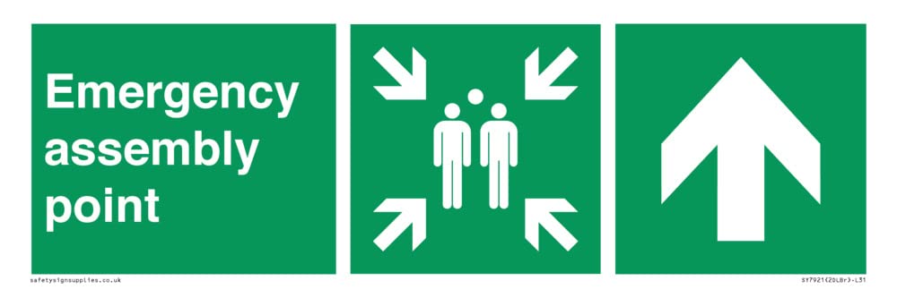 Emergency assembly point directional Up arrow Sign - 300x100mm - L31