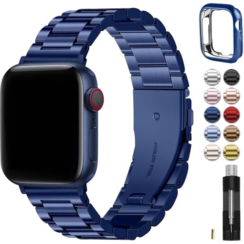 Fullmosa Stainless Steel Link Band for Apple Watch 42/44/45mm with Case