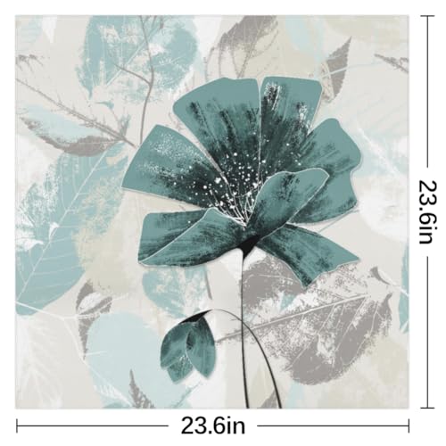 Square Silk Scarf for Women, Teal Turquoise Flower Lightweight Women's Fashion Scarves Wraps for Hair, Breathable Neck Scarf for Ladies Girls Dressy, 23.6x23.6 in2