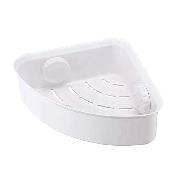 Suction Corner Shower Caddy Bathroom Shower Shelf Storage Basket Wall Mounted Organizer for Shampoo Plastic Shower Rack for