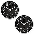 2 pezzi orologio da muro 20 cm, rologio da Parete Moderno Silenzioso, Circolare Facile Lettura, per Casa Soggiorno Ufficio Camera da Letto scuola cucina (Nero)