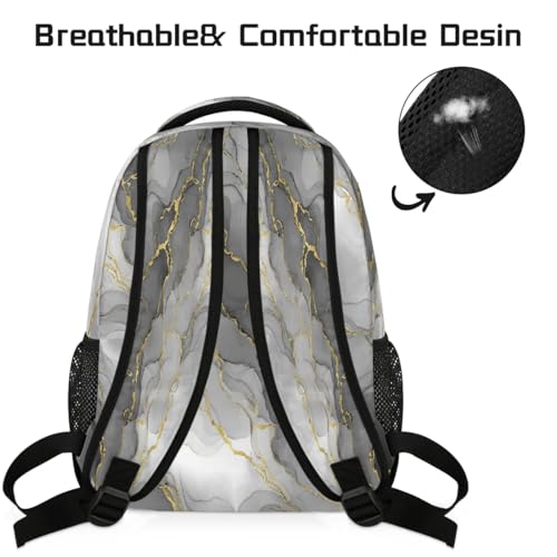 Mochila escolar para estudiantes universitarios con diseño de mármol de tinta 4