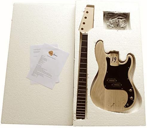 Electric DIY Bass Guitar Kit Ash Body 3WM6 D PB DIY Kit Standard P ASH BODY Kits for Student & Luthier Projects Great Fun NO SOLDERING REQUIRED