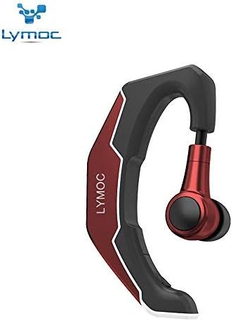 LYMOC Bluetooth Wireless Headset Ear Hooks Earphones Noise Cancelling in-Ear Earbuds with Mic Compatible Android All Phone for Business/Office/Driving (Black red)